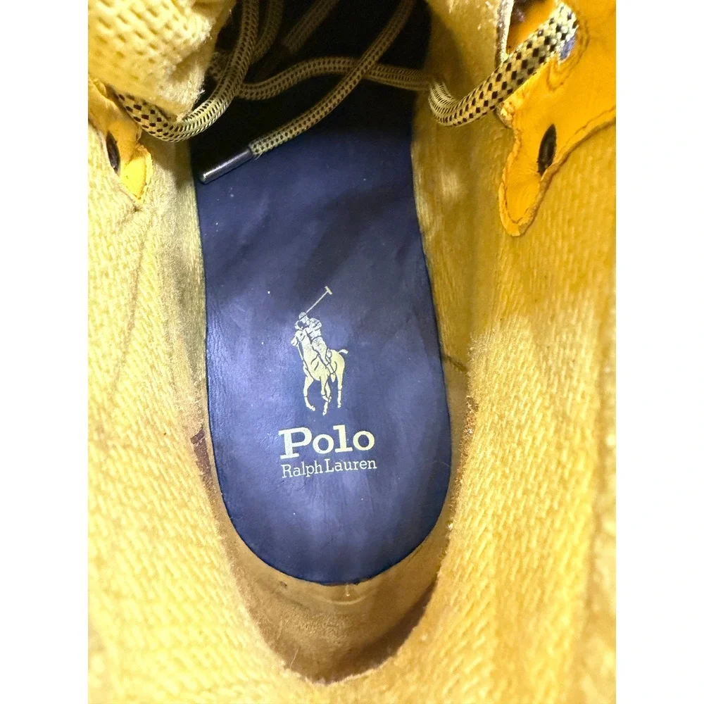 Polo Ralph Lauren Mens Oslo Tactical WP Boots Black Yellow Leather 11721 12D